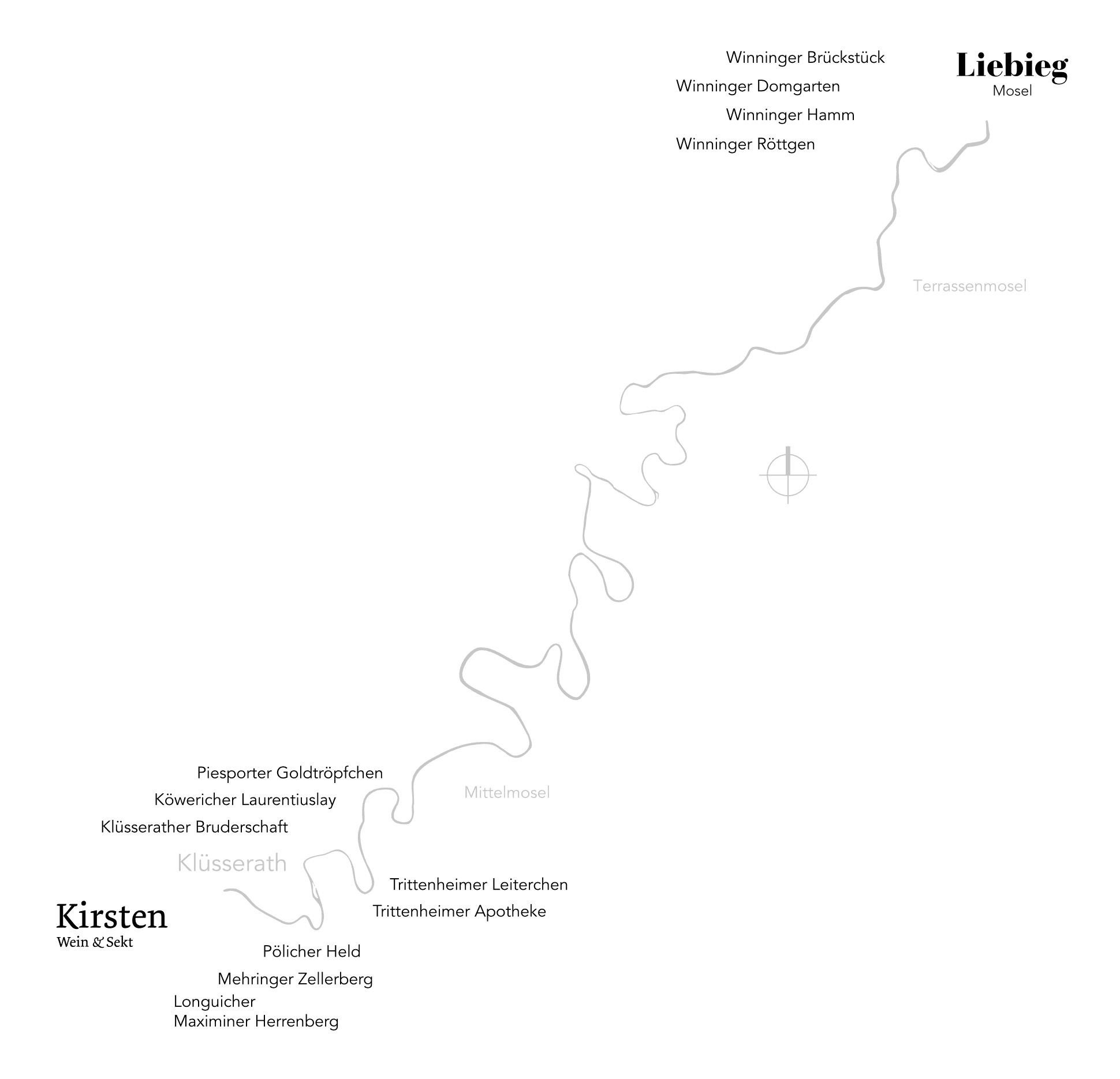 Kirsten-Liebieg Weinlagen Karte - Mosel Vineyards Map